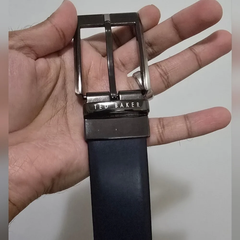 Ted Baker Navy Blue Leather Belt (Made in Italy) - Picture 3 of 8